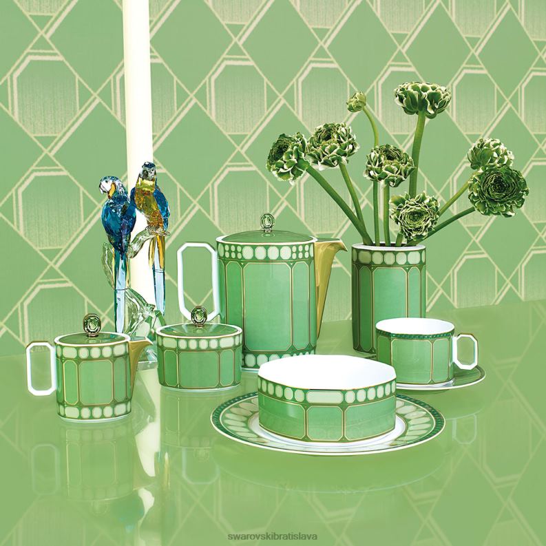 váza signum porcelán, zelená B8ZNT1781 Swarovski dekorácie