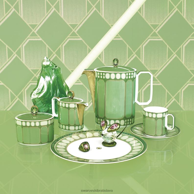 kávová šálka signum s podšálkou porcelán, zelená B8ZNT1729 Swarovski dekorácie
