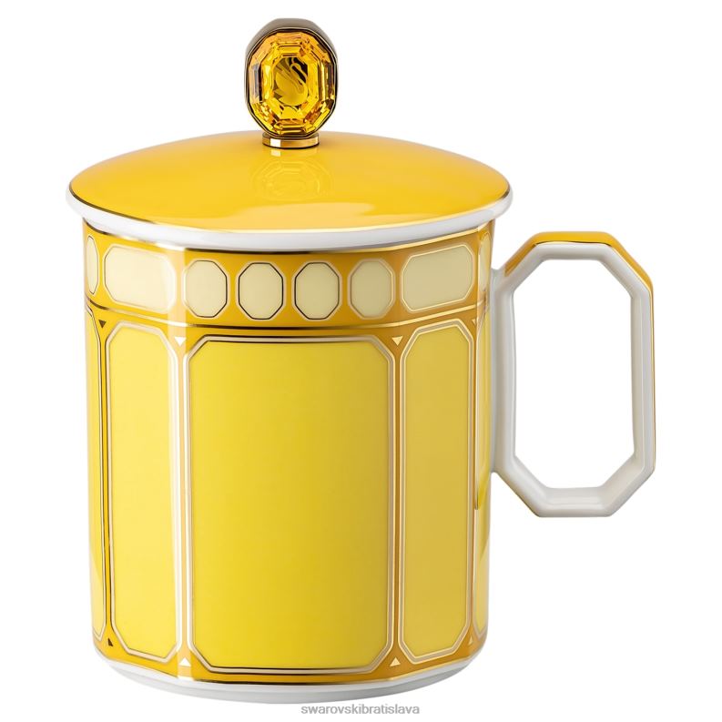signum hrnček s vrchnákom porcelán, žltá B8ZNT1713 Swarovski dekorácie