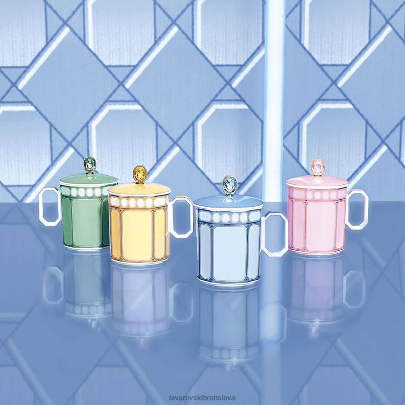 signum hrnček s vrchnákom porcelán, žltá B8ZNT1713 Swarovski dekorácie