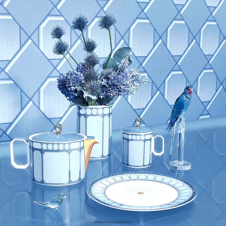 signum hrnček s vrchnákom porcelán, modrá B8ZNT1745 Swarovski dekorácie