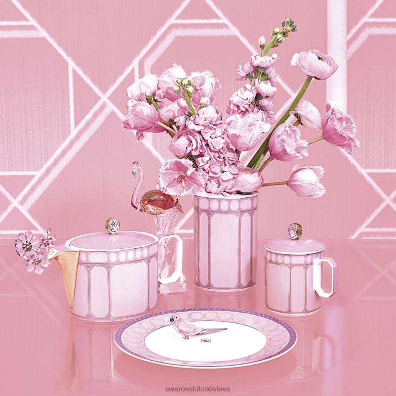 signum hrnček s vrchnákom porcelán, ružová B8ZNT1743 Swarovski dekorácie