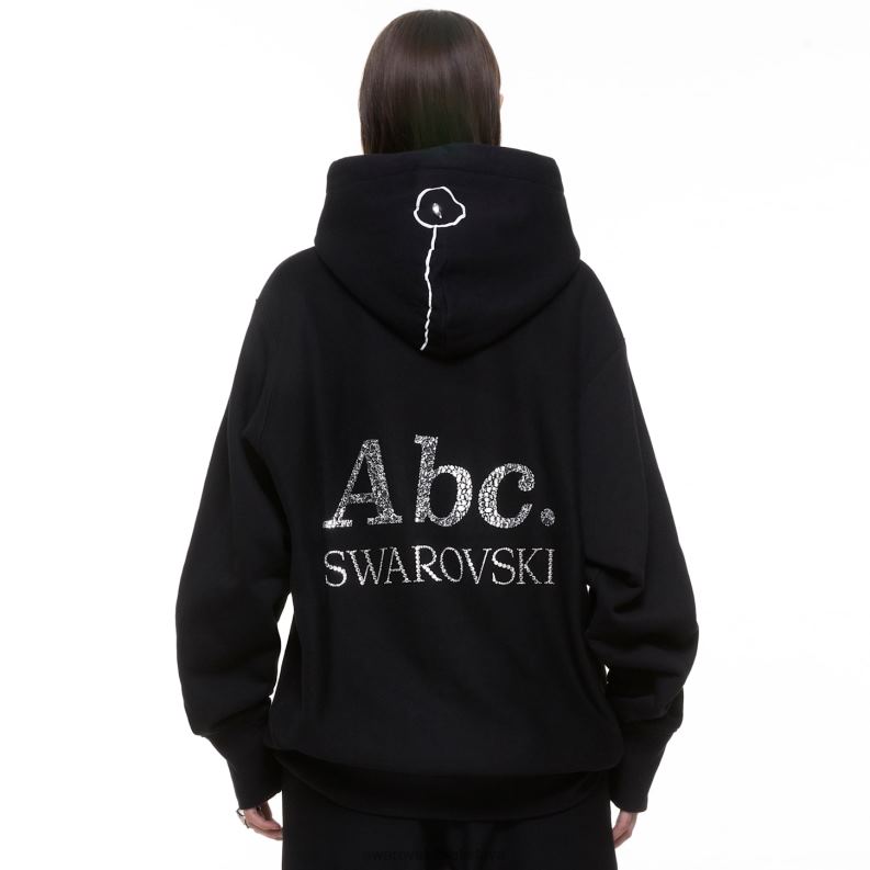 mikina s kapucňou oslnivých bezfarebných predmetov čierna B8ZNT1509 Swarovski mikiny s kapucňou