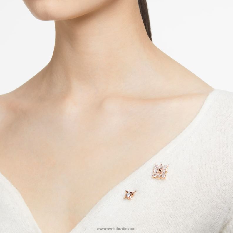 brošňa stella kite strih, hviezdicový, biely, pozlátený ružovým zlatom B8ZNT1102 Swarovski príslušenstvo