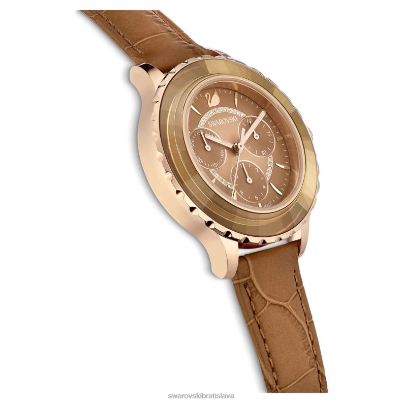 hodinky octea lux chrono švajčiarska výroba, kožený remienok, hnedá, zlatá povrchová úprava B8ZNT1150 Swarovski príslušenstvo