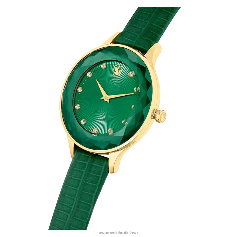 hodinky octea nova švajčiarska výroba, kožený remienok, zelená, zlatá povrchová úprava B8ZNT1146 Swarovski príslušenstvo
