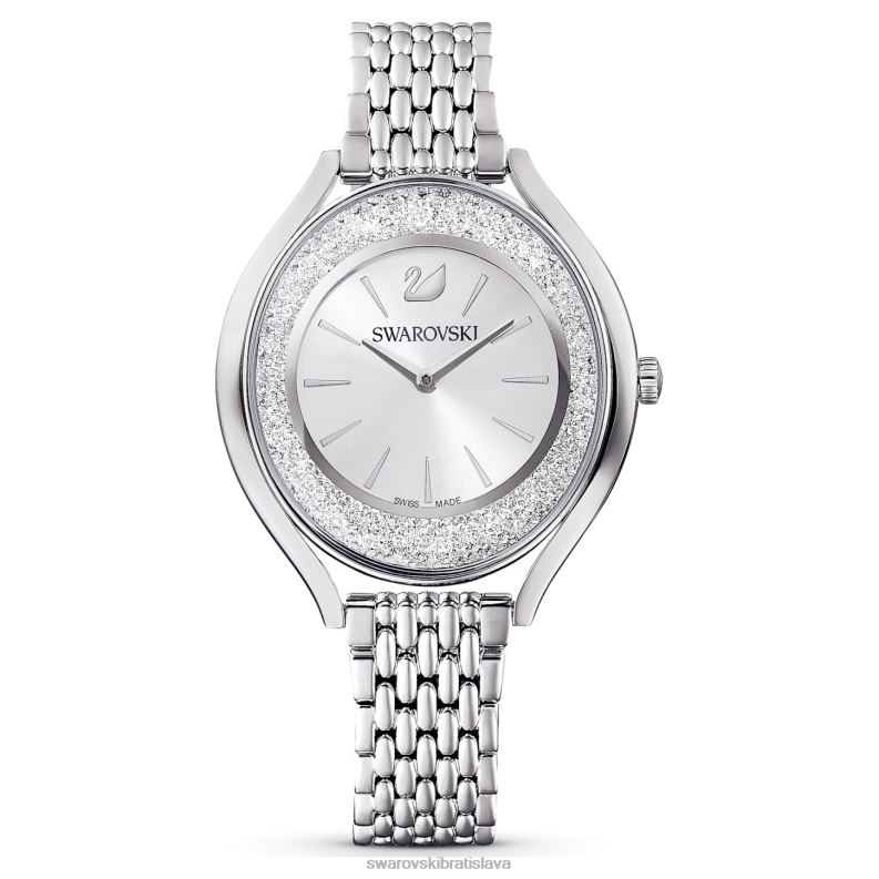 hodinky s kryštalickou aurou švajčiarska výroba, kovový náramok, strieborný tón, nehrdzavejúca oceľ B8ZNT1235 Swarovski príslušenstvo