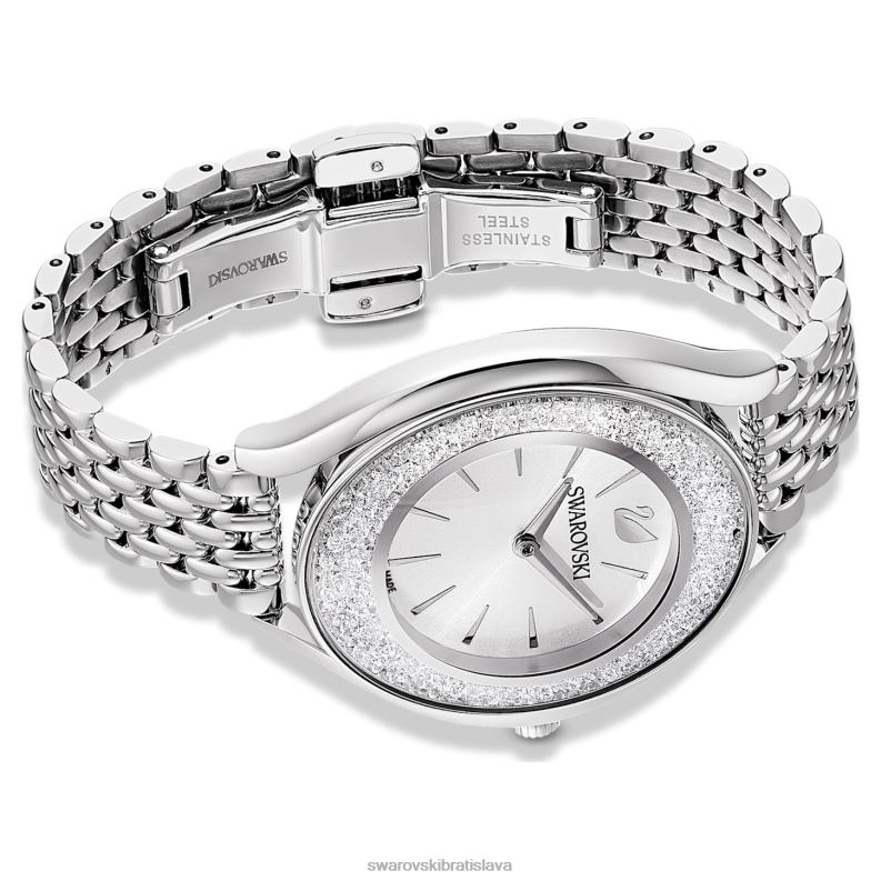 hodinky s kryštalickou aurou švajčiarska výroba, kovový náramok, strieborný tón, nehrdzavejúca oceľ B8ZNT1235 Swarovski príslušenstvo