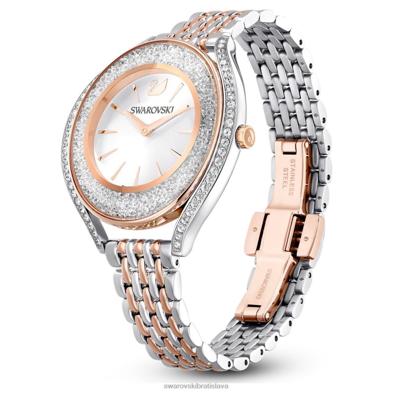 hodinky s kryštalickou aurou švajčiarska výroba, kovový náramok, tón ružového zlata, povrchová úprava zmiešaný kov B8ZNT1167 Swarovski príslušenstvo
