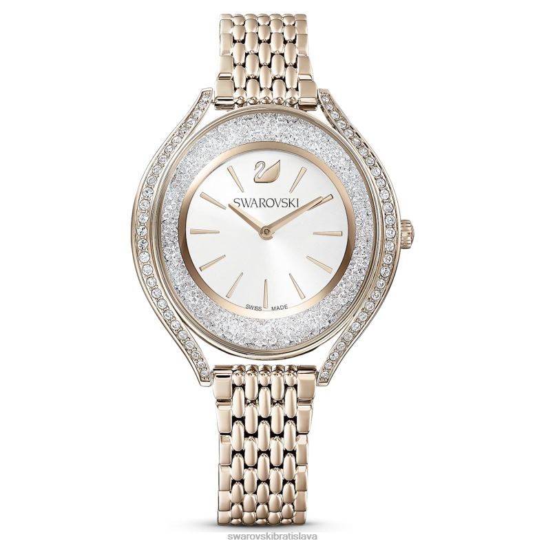 hodinky s kryštalickou aurou švajčiarska výroba, kovový náramok, zlatý tón, šampanské zlaté prevedenie B8ZNT1138 Swarovski príslušenstvo