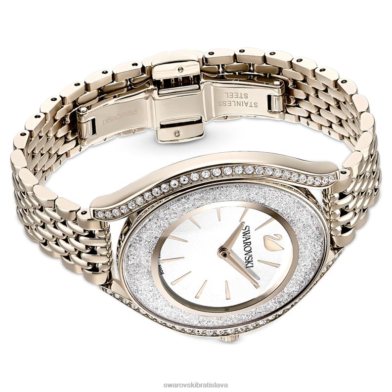 hodinky s kryštalickou aurou švajčiarska výroba, kovový náramok, zlatý tón, šampanské zlaté prevedenie B8ZNT1138 Swarovski príslušenstvo