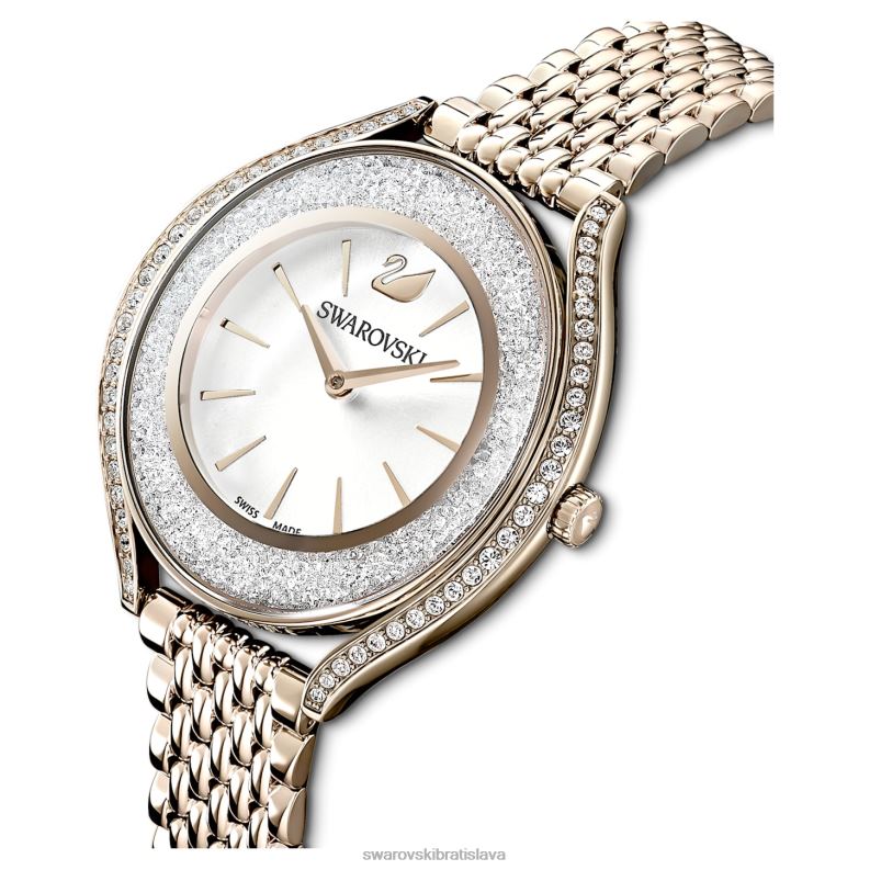 hodinky s kryštalickou aurou švajčiarska výroba, kovový náramok, zlatý tón, šampanské zlaté prevedenie B8ZNT1138 Swarovski príslušenstvo