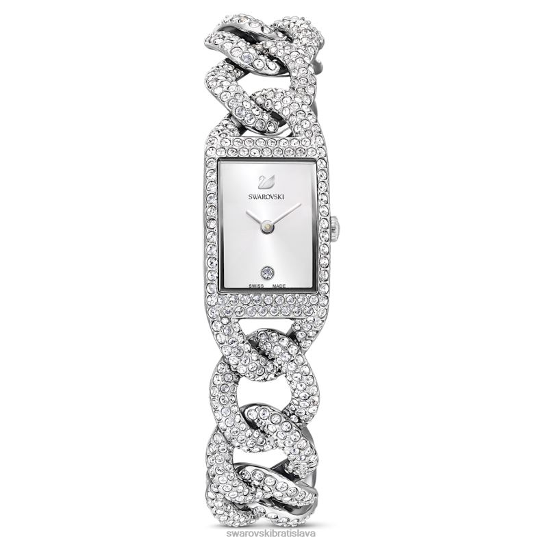 koktailové hodinky swis made, full pave, kovový náramok, strieborný tón, nerez B8ZNT1227 Swarovski príslušenstvo