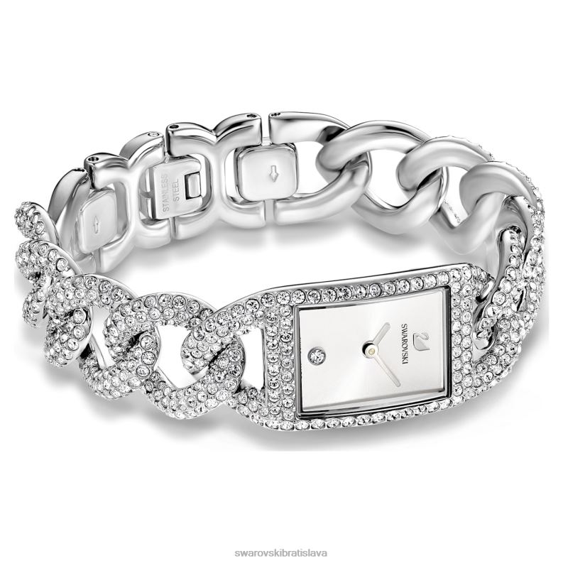 koktailové hodinky swis made, full pave, kovový náramok, strieborný tón, nerez B8ZNT1227 Swarovski príslušenstvo