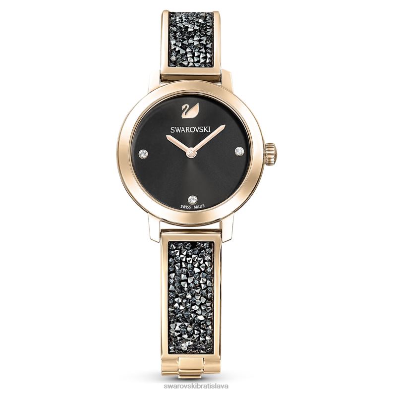 kozmické rockové hodinky švajčiarska výroba, kovový náramok, šedá, farba šampanského zlata B8ZNT1139 Swarovski príslušenstvo