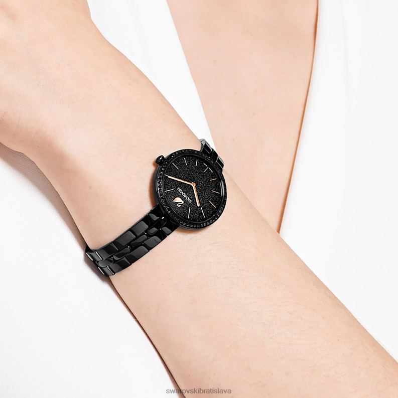 kozmopolitné hodinky švajčiarska výroba, kovový náramok, čierny, čierny povrch B8ZNT1234 Swarovski príslušenstvo