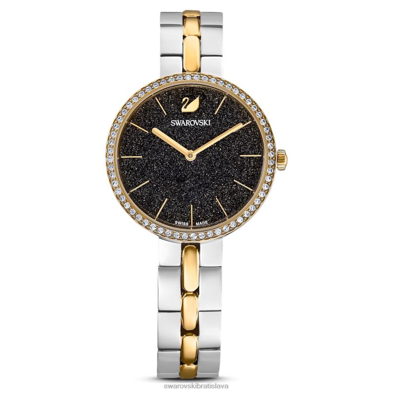kozmopolitné hodinky švajčiarska výroba, kovový náramok, čierny, povrchová úprava zmiešaný kov B8ZNT1144 Swarovski príslušenstvo