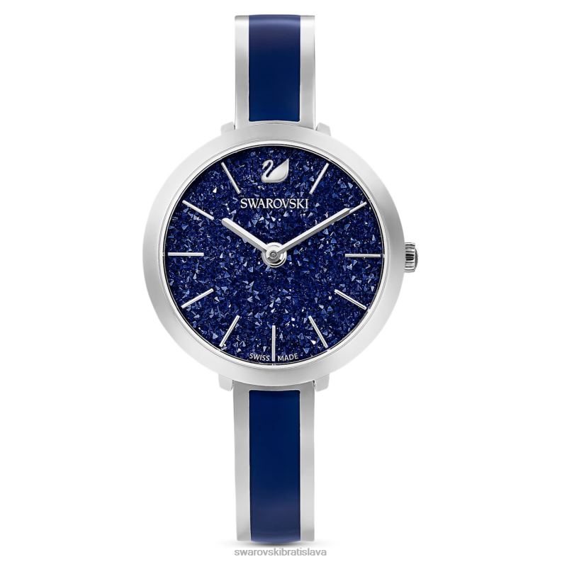 krištáľové rozkošné hodinky švajčiarska výroba, kovový náramok, modrý, nehrdzavejúca oceľ B8ZNT1222 Swarovski príslušenstvo
