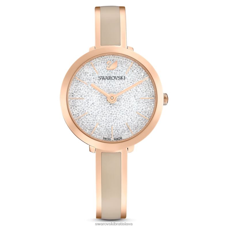 krištáľové rozkošné hodinky švajčiarska výroba, kovový náramok, sivá, povrchová úprava ružové zlato B8ZNT1174 Swarovski príslušenstvo