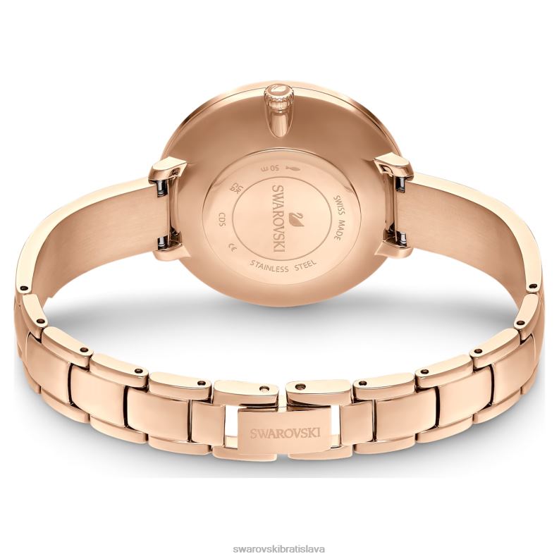 krištáľové rozkošné hodinky švajčiarska výroba, kovový náramok, sivá, povrchová úprava ružové zlato B8ZNT1174 Swarovski príslušenstvo