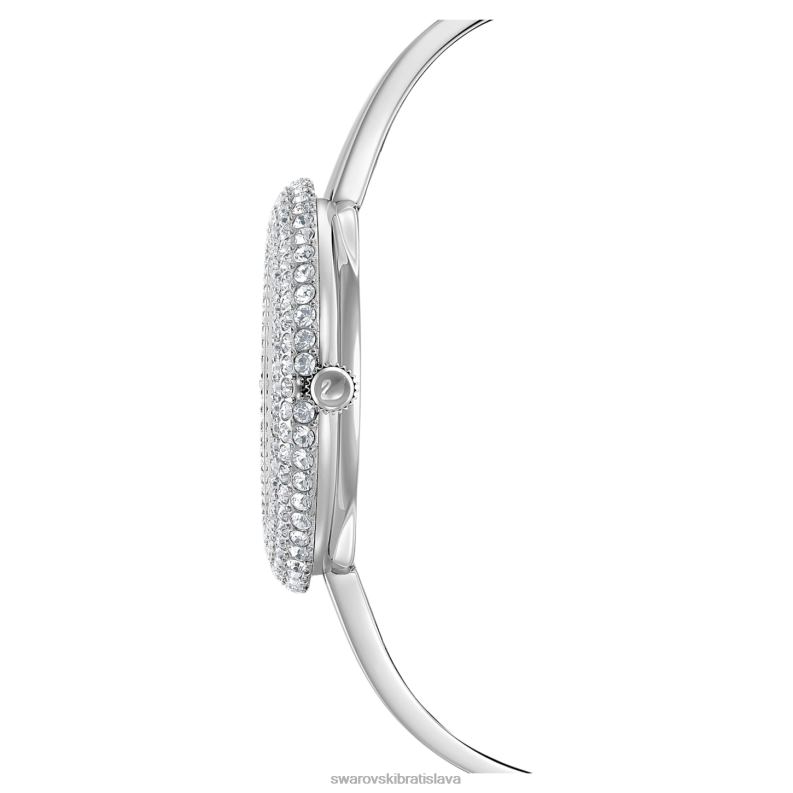 krištáľové ružové hodinky švajčiarska výroba, kovový náramok, strieborný tón, nehrdzavejúca oceľ B8ZNT1247 Swarovski príslušenstvo