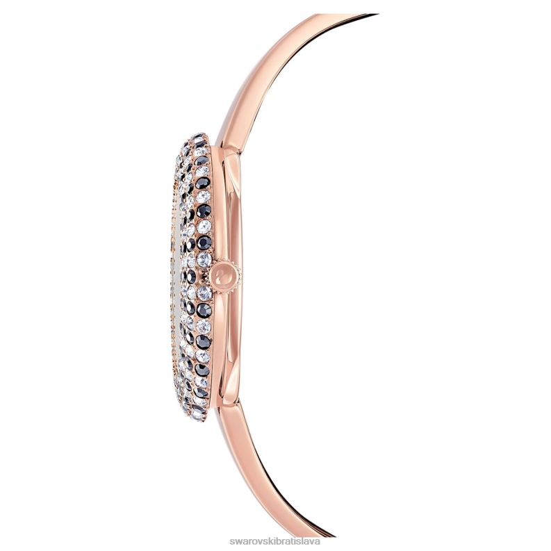 krištáľové ružové hodinky švajčiarsky kovový náramok, čierny, povrchová úprava ružové zlato B8ZNT1162 Swarovski príslušenstvo