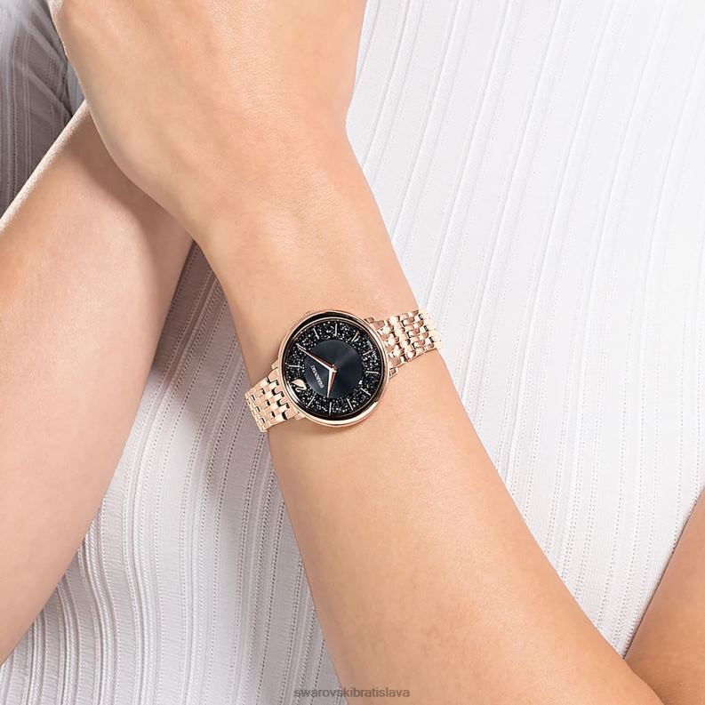 krištáľovo elegantné hodinky švajčiarsky kovový náramok, čierny, povrchová úprava ružové zlato B8ZNT1186 Swarovski príslušenstvo
