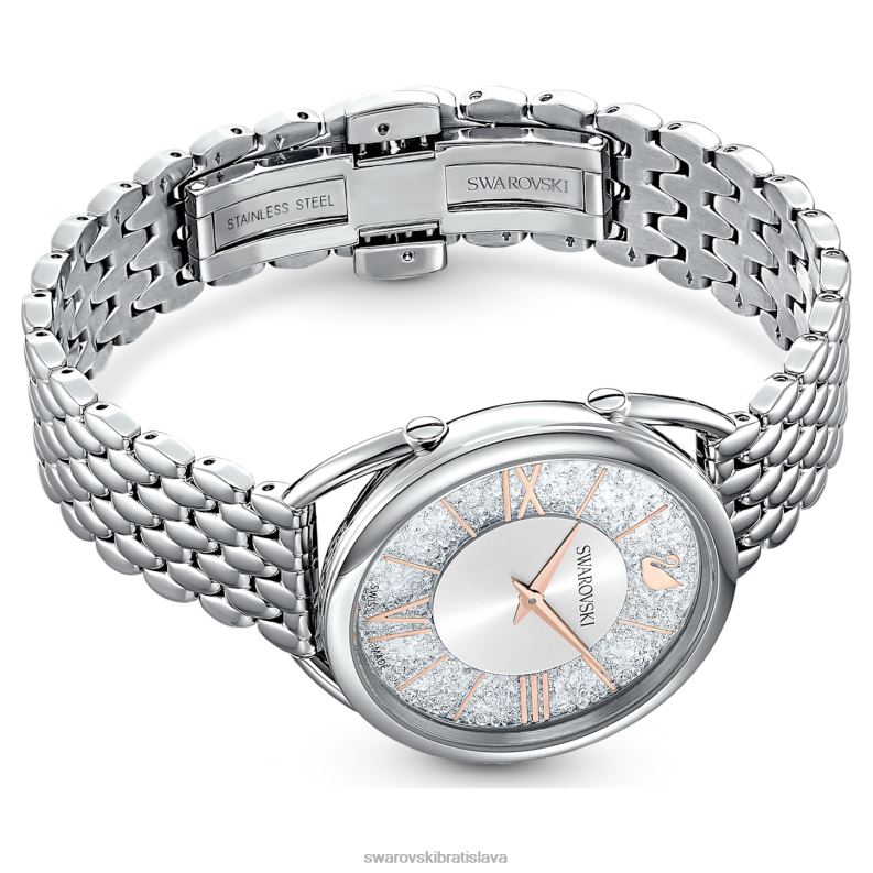 kryštalické glam hodinky švajčiarska výroba, kovový náramok, strieborný tón, nehrdzavejúca oceľ B8ZNT1245 Swarovski príslušenstvo