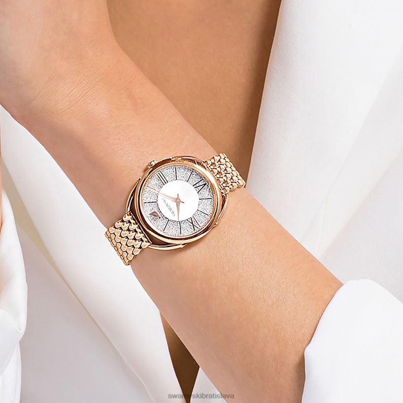 kryštalické glam hodinky švajčiarska výroba, kovový náramok, tón ružového zlata, povrchová úprava v tóne ružového zlata B8ZNT1194 Swarovski príslušenstvo