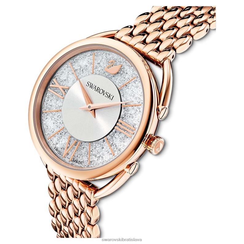 kryštalické glam hodinky švajčiarska výroba, kovový náramok, tón ružového zlata, povrchová úprava v tóne ružového zlata B8ZNT1194 Swarovski príslušenstvo