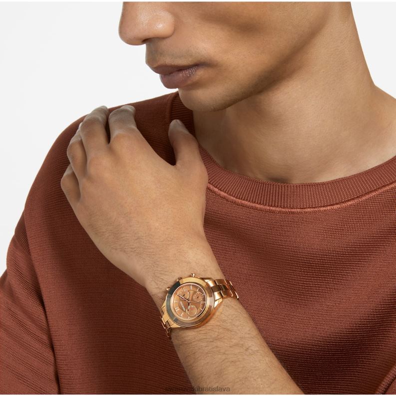 športové hodinky octea lux švajčiarska výroba, kovový náramok, hnedá, zlatá povrchová úprava B8ZNT1149 Swarovski príslušenstvo