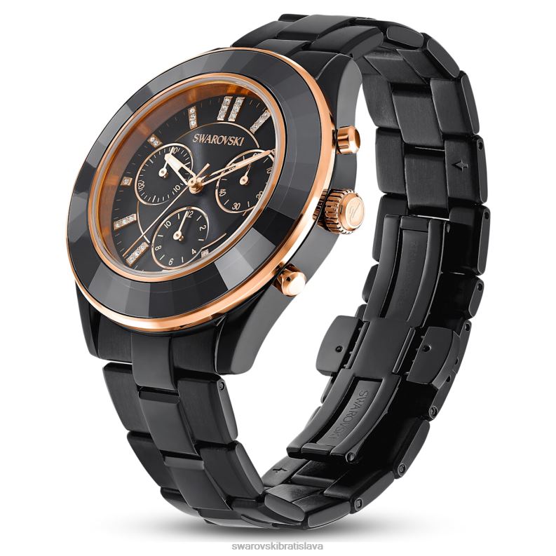 športové hodinky octea lux švajčiarska výroba, kovový náramok, čierny, čierny povrch B8ZNT1173 Swarovski príslušenstvo