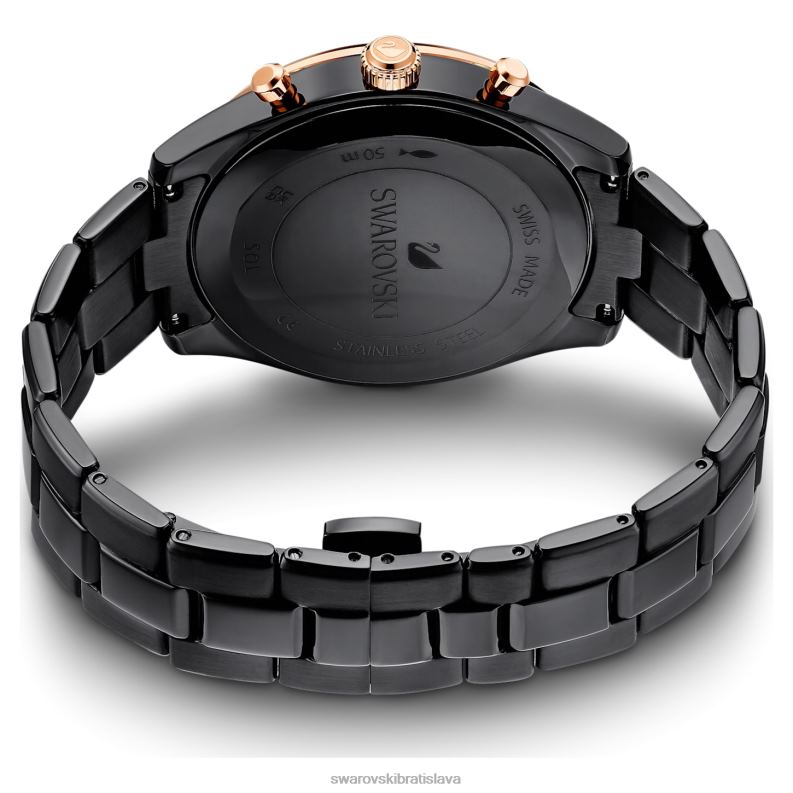 športové hodinky octea lux švajčiarska výroba, kovový náramok, čierny, čierny povrch B8ZNT1173 Swarovski príslušenstvo