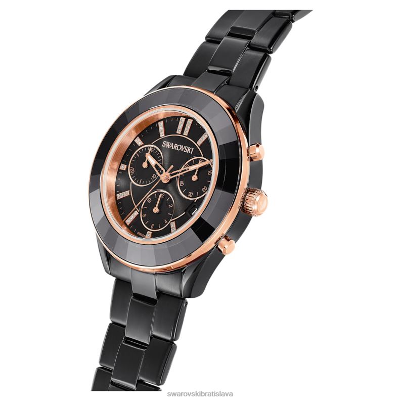športové hodinky octea lux švajčiarska výroba, kovový náramok, čierny, čierny povrch B8ZNT1173 Swarovski príslušenstvo