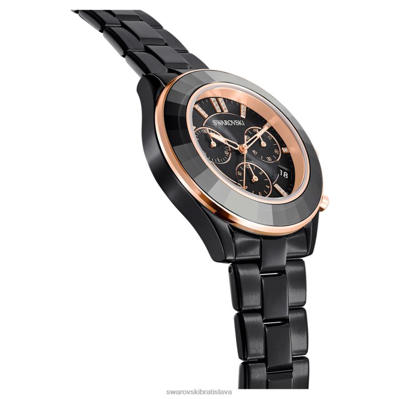 športové hodinky octea lux švajčiarska výroba, kovový náramok, čierny, čierny povrch B8ZNT1173 Swarovski príslušenstvo