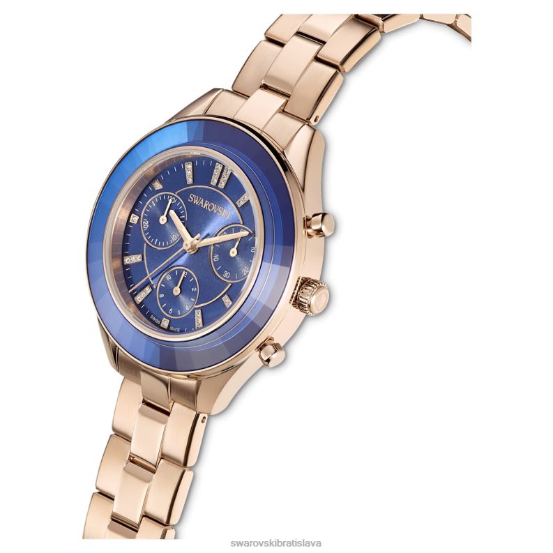 športové hodinky octea lux švajčiarska výroba, kovový náramok, modrý, šampanský zlatý odtieň B8ZNT1143 Swarovski príslušenstvo