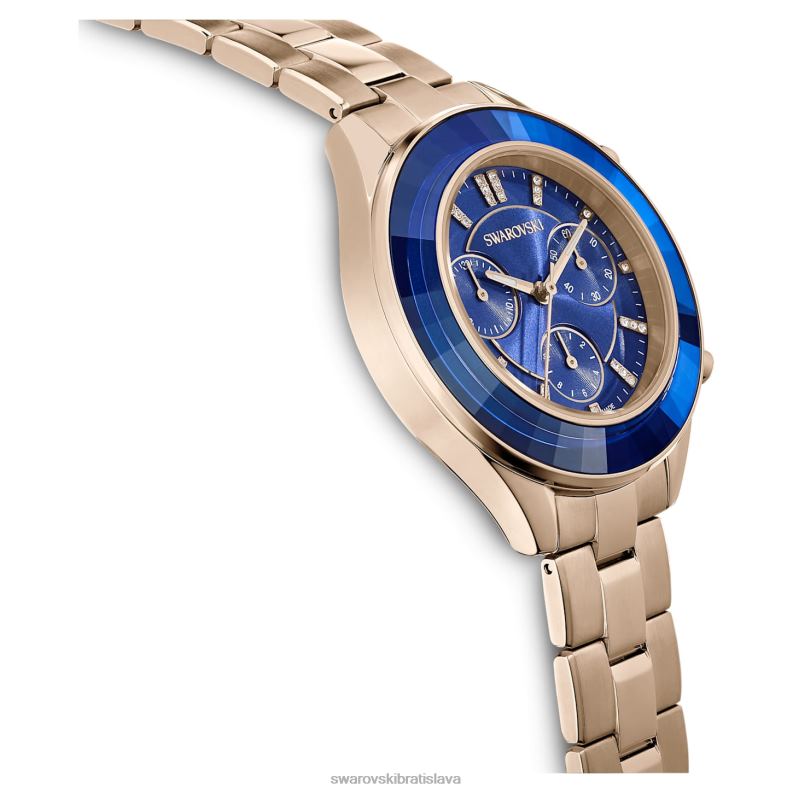 športové hodinky octea lux švajčiarska výroba, kovový náramok, modrý, šampanský zlatý odtieň B8ZNT1143 Swarovski príslušenstvo