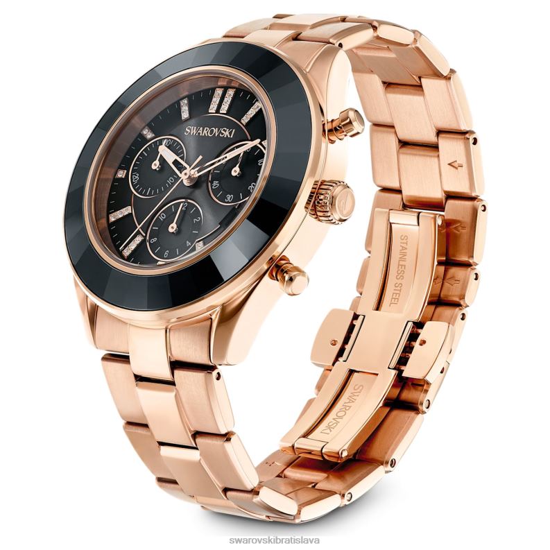športové hodinky octea lux švajčiarsky kovový náramok, čierny, povrchová úprava ružové zlato B8ZNT1175 Swarovski príslušenstvo