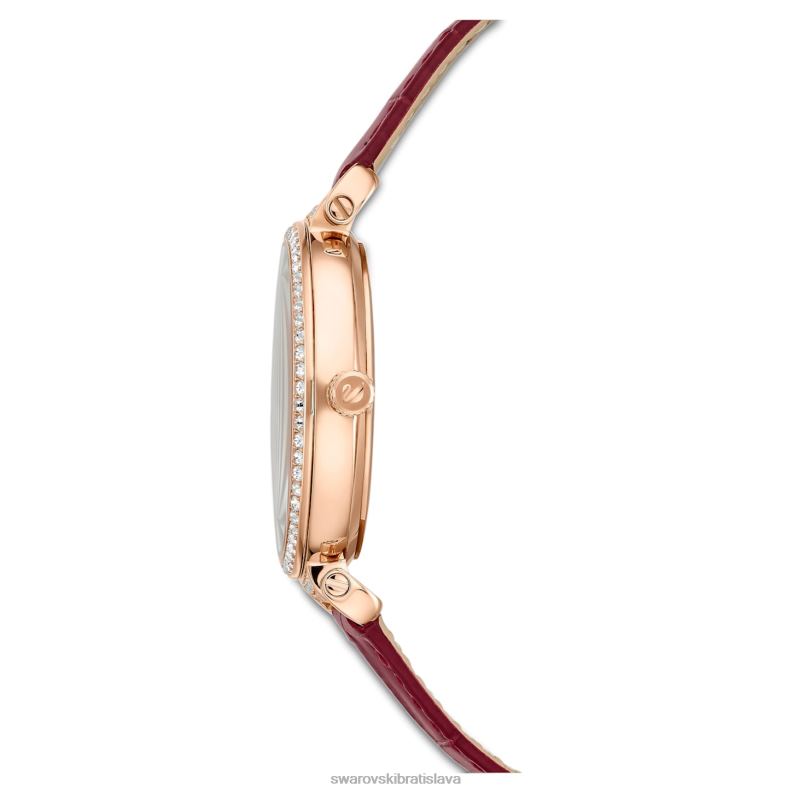 prechod mesačná fáza hodinky švajčiarska výroba, mesiac, kožený remienok, červená, povrchová úprava v ružovom zlate B8ZNT1197 Swarovski príslušenstvo
