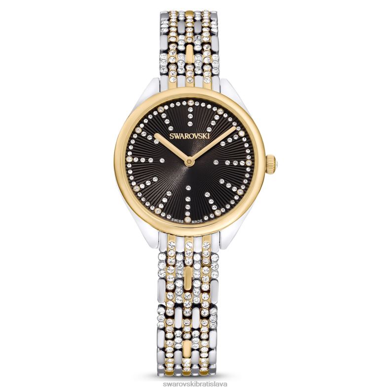 prilákať hodinky švajčiarsky vyrobený, pave, kovový náramok, čierny, povrchová úprava zmiešaný kov B8ZNT1137 Swarovski príslušenstvo