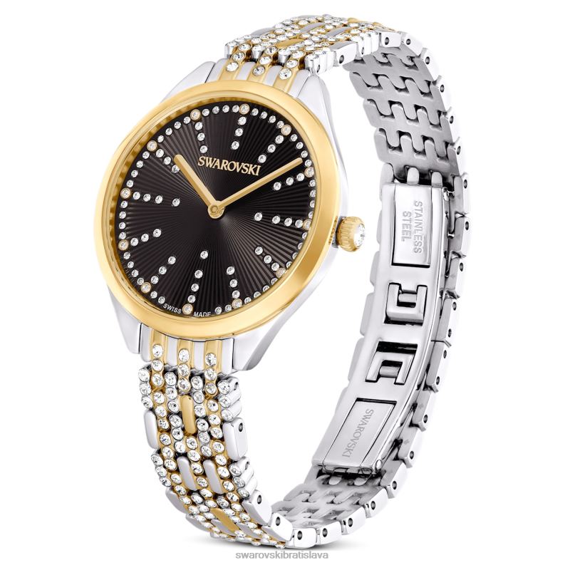 prilákať hodinky švajčiarsky vyrobený, pave, kovový náramok, čierny, povrchová úprava zmiešaný kov B8ZNT1137 Swarovski príslušenstvo