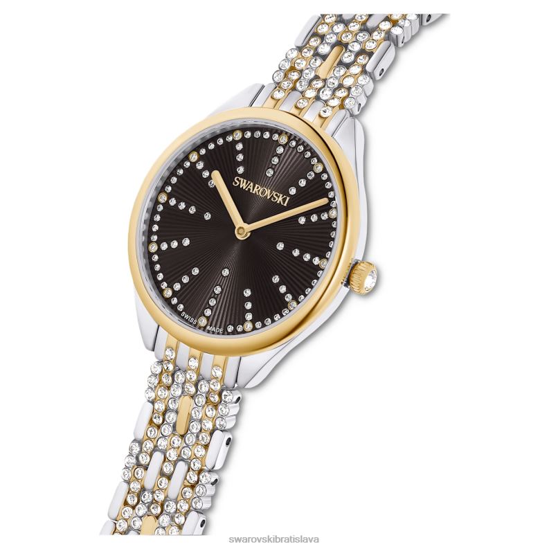 prilákať hodinky švajčiarsky vyrobený, pave, kovový náramok, čierny, povrchová úprava zmiešaný kov B8ZNT1137 Swarovski príslušenstvo