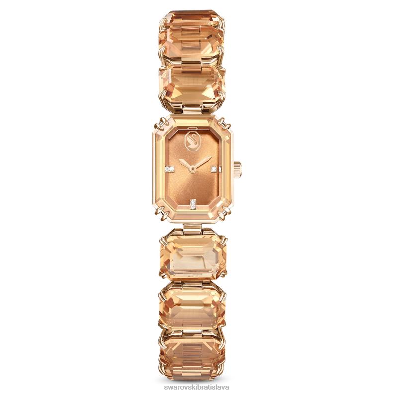 sledovať osemhranný náramok, hnedá, povrchová úprava šampanské zlato B8ZNT1141 Swarovski príslušenstvo