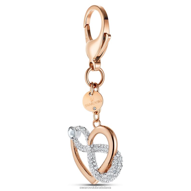 nekonečné kúzlo tašky nekonečno a srdce, biela, povrchová úprava zmiešaný kov B8ZNT1429 Swarovski príslušenstvo