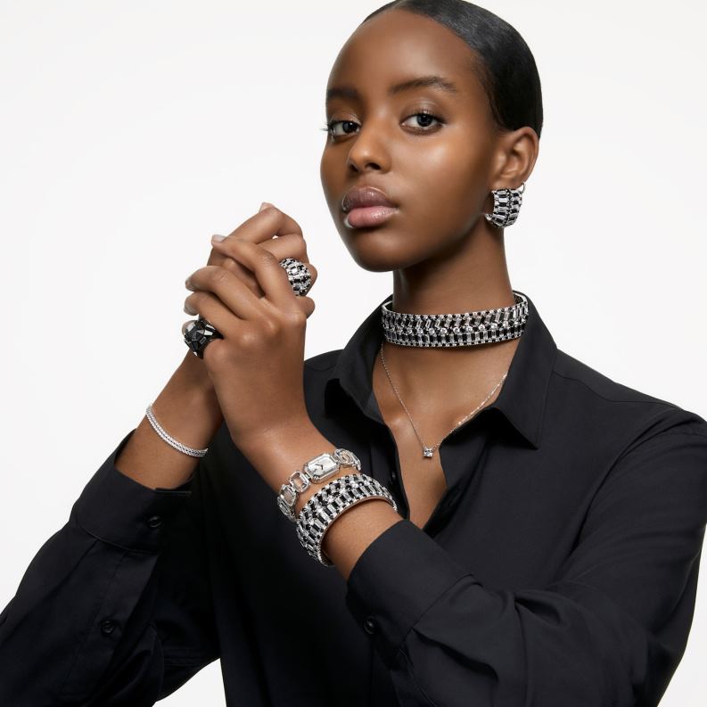 chrómový koktailový prsteň čierna, ruténiová B8ZNT1049 Swarovski šperky