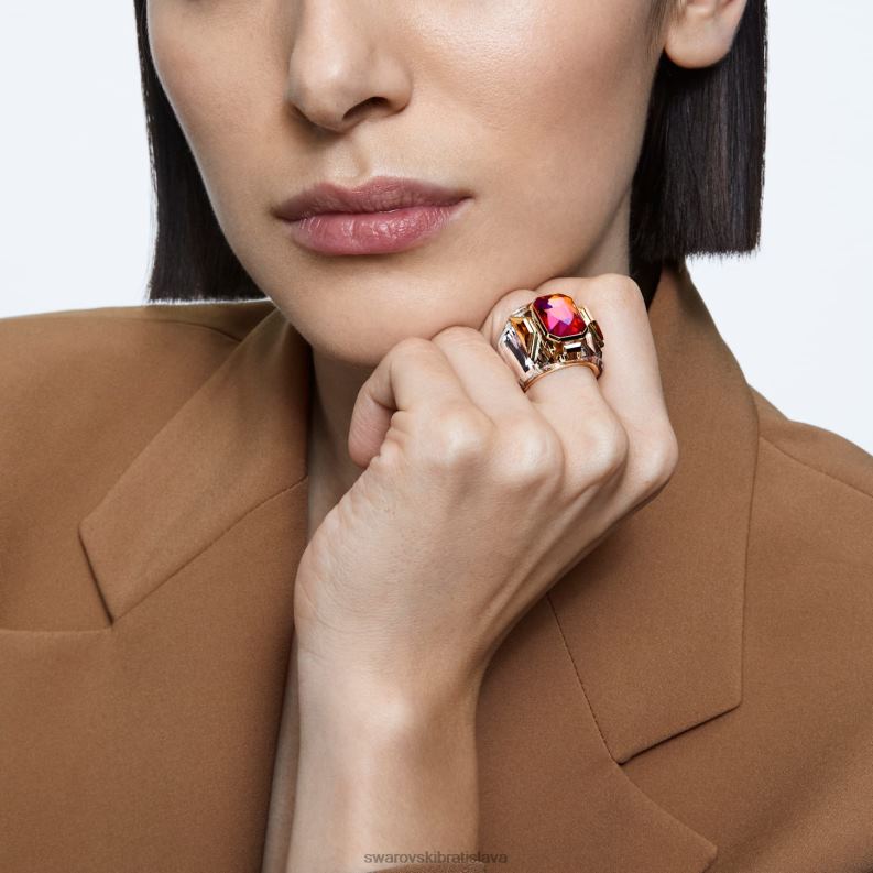 chrómový koktailový prsteň ružová, pozlátená B8ZNT1076 Swarovski šperky