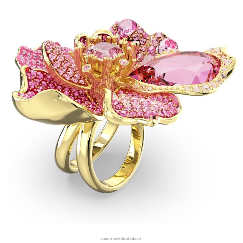 florere koktailový prsteň dlažba, kvetina, ružová, pozlátená B8ZNT1022 Swarovski šperky