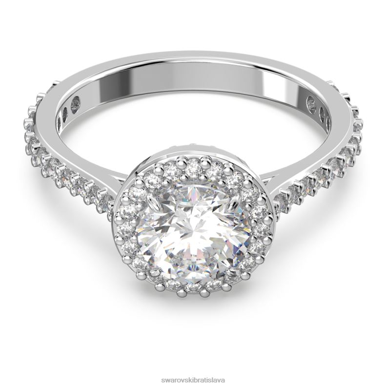 koktailový prsteň constella kruhový rez, dlažba, biela, rhodiovaná B8ZNT985 Swarovski šperky