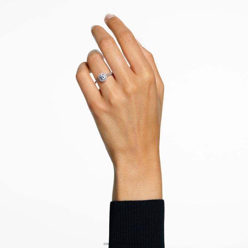 koktailový prsteň constella kruhový rez, dlažba, biela, rhodiovaná B8ZNT985 Swarovski šperky