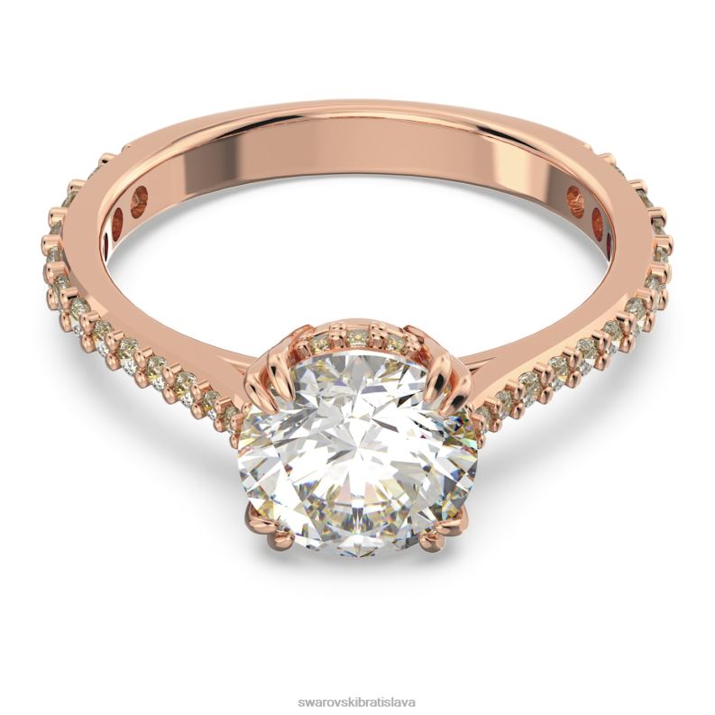 koktailový prsteň constella princess cut, dlažba, biela, pozlátená ružovým zlatom B8ZNT984 Swarovski šperky